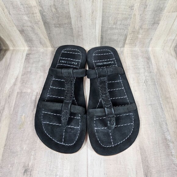 Free People Hadden Sandals Womans Size 7 Black Suede Slip On - Picture 3 of 8